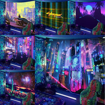 Cyberpunk Futuristic Schwarzlichtposter von NiZED als Schwarzlicht Poster und Blacklight Wanddeko