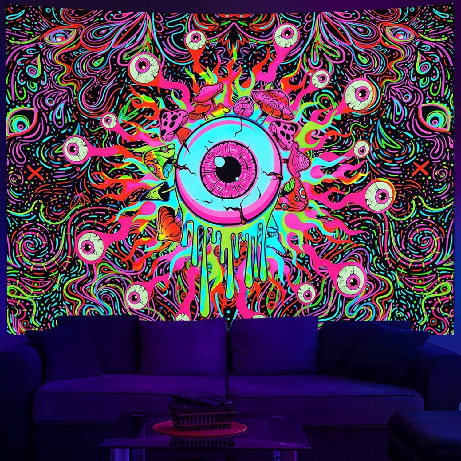 Mushroom Trippy Wall Schwarzlichtposter