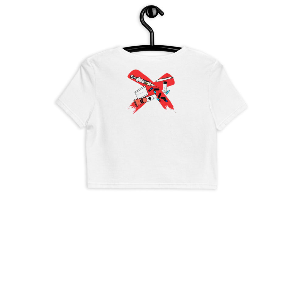 X All DRUGS organic crop top