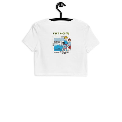 Statement Fake Society Crop Top von NiZED als Crop Top fuer Rave, Club und Festival Outfit