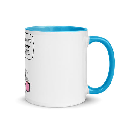 Das Leben ist brutal aber Kaffee hilft - Tasse mit farbiger Innenseite