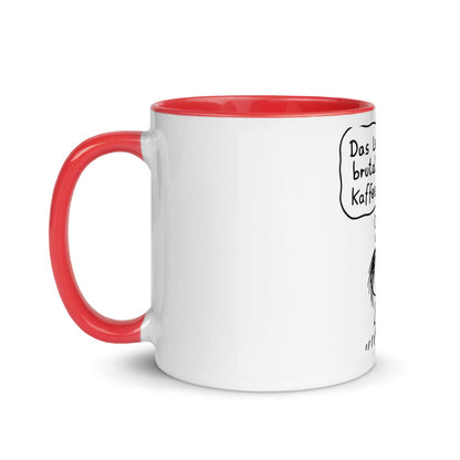 Das Leben ist brutal aber Kaffee hilft - Tasse mit farbiger Innenseite