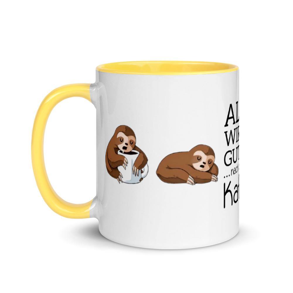 Alles wird gut nach dem ersten Kaffee - Tasse mit farbiger Innenseite